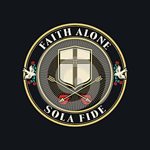 Christian illustration. Five Solas of the Reformation. Faith alone photo