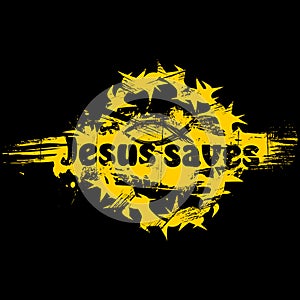 Christian illustration. Jasus saves. Print