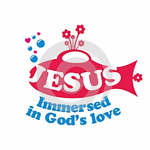 Christian illustration. Jesus - immersed in God`s love.