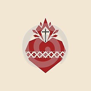 Christian illustration. Sacred Heart of Jesus