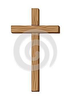 Christian illustration of wooden cross. Happy Easter image.