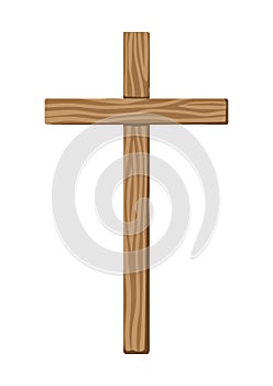 Christian illustration of wooden cross. Happy Easter image.