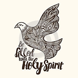 Christian lettering, doodle art, typography. Be filled with the Holy Spirit