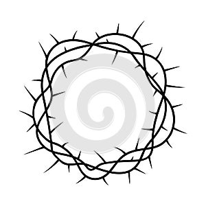 Christian logo crown of thorns religious symbol hand drawn vector illustration sketch on white background