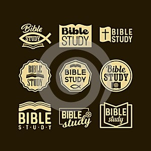Christian logos, banners and stickers. Bible study