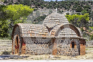 Christian masonry builded reminiscence building for priests in Lemonas at Lesvos photo