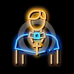 christian monk neon glow icon illustration