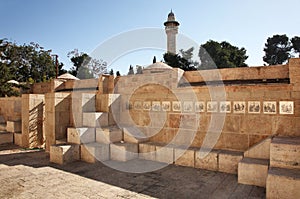 Christian monument on Via Dolorosa - reliefs of Passion of Jesus in Jerusalem. Israel photo