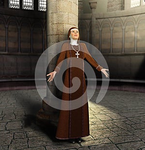 Christian Nun Praying to God photo