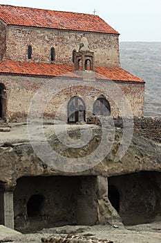 Christian Orthodox church in ancient cave pagan city Uplistsihe, Georgia.