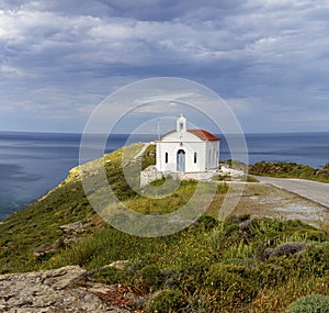 Christian, Orthodox church close-up Andros Island, Greece, Cyclades