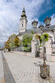 Christian Orthodox church with domes and a cross against the sky. Orthodoxy and Christian Faith concept.