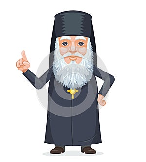 Christian orthodoxy priest beard old mystery wise man secret knowledge traditional costume cartoon character design photo