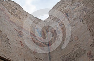 Christian paintings on wall of ancient egyptian temple