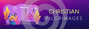 Christian pilgrimages concept banner header.