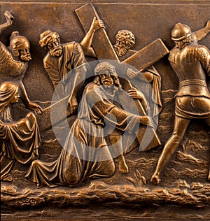 Christian plaster relief bronze picture