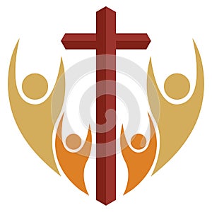 Christian prayer with cross logo