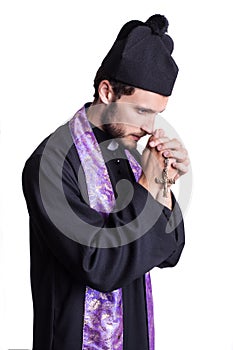 Christian priest praying