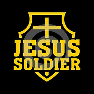 Christian print. Cross on the shield. Jesus soldier