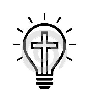 Christian religion cross light bulb