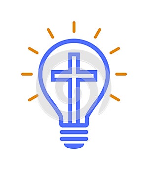 Christian religion cross light bulb