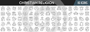 Christian religion line icons collection. Big UI icon set in a flat design. Thin outline icons pack. Vector illustration EPS10