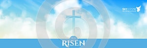 Christian religious design for Easter celebration. Narrow horizontal banner