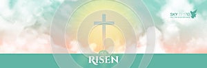 Christian religious design for Easter celebration. Narrow horizontal banner photo