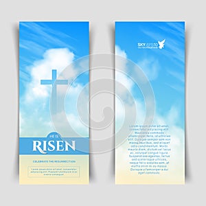 Christian religious design for Easter celebration. Narrow vertical banners