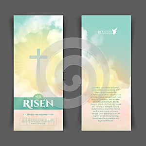 Christian religious design for Easter celebration. Narrow vertical banners