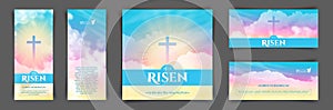 Christian religious design for Easter celebration. A set of vector banners