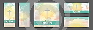 Christian religious design for Easter celebration. A set of vector banners photo