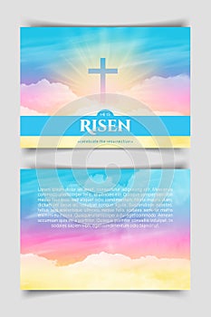 Christian religious design for Easter celebration. Vector horizontal poster.