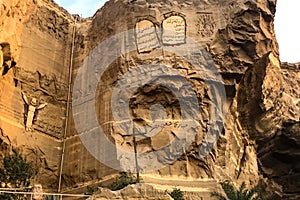 Christian shrines in Egypt. Bas-reliefs of biblical history