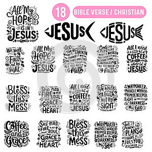 Christian SVG Design Pack - 18 Faith-Inspired Bible Verse Quotes