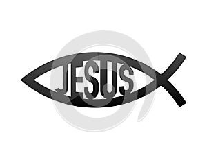 Christian symbol Ichthys, Jesus fish. Vector stock illustration.