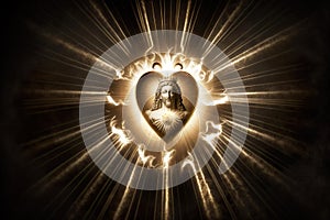 Christian symbol of the Sacred Heart, representing Jesus Christ's divine love for humanity. Generative Ai
