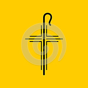 Christian symbols. The cross of Jesus and the shepherds staff photo