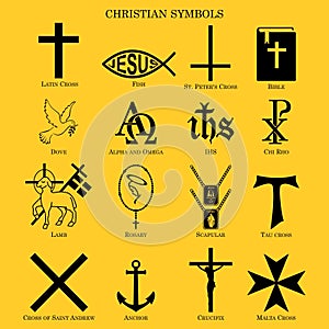 Christian symbols. Multiple symbols of cristianity. photo