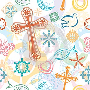 Christian Symbols Seamless Pattern
