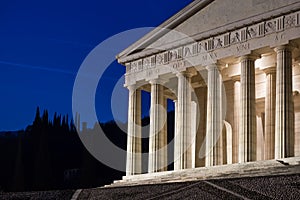 Christian temple by Antonio Canova. Roman and Greek religious architecture, building as pantheon and parthenon. Church in Italy.