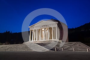 Christian temple by Antonio Canova. Roman and Greek religious architecture, building as pantheon and parthenon. Church in Italy.