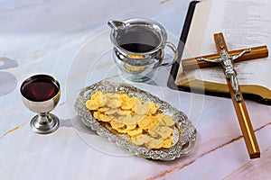 It is the Christian tradition to celebrate Holy Communion with unleavened bread, chalice wine and symbols of Jesus