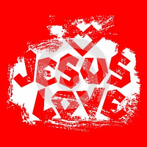 Christian typography, lettering, drawing by hand. Jesus love photo