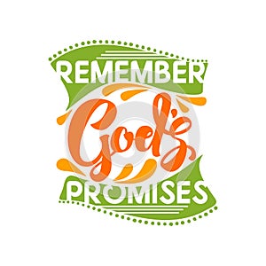 Christian typography, lettering and illustration. Remember Gods promises photo