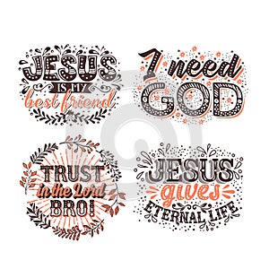 Christian typography and lettering. Illustrations of biblical phrases