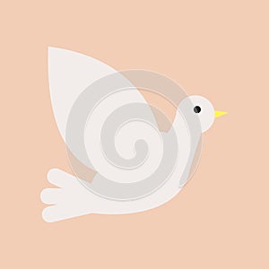 Christian white dove. Symbol of Holy Spirit and peace. Isolated flat vector icon. Design element for church, christian