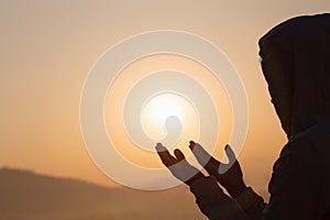 Christian woman  hands praying to god  Woman Pray for god blessing to wishing have a better life. begging for forgiveness and