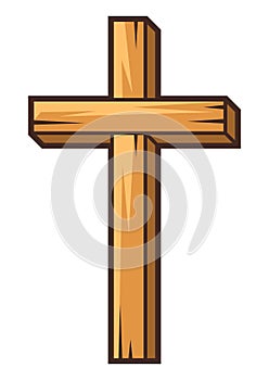 Christian wooden cross. Happy Easter image. Religious symbol.