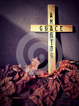 Christianity Concept - amazing grace text background. Stock photo.
